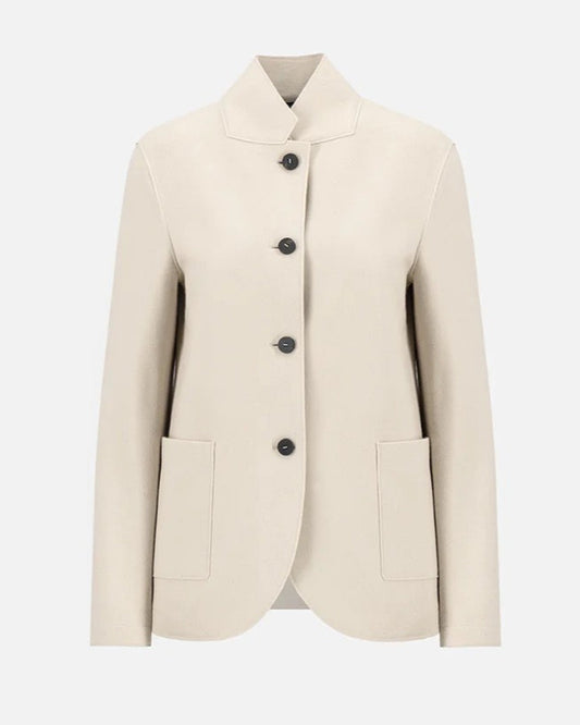 Harris Wharf London High Collar Blazer Cashmere Blend Almond-Harris Wharf London-Thistle Hill