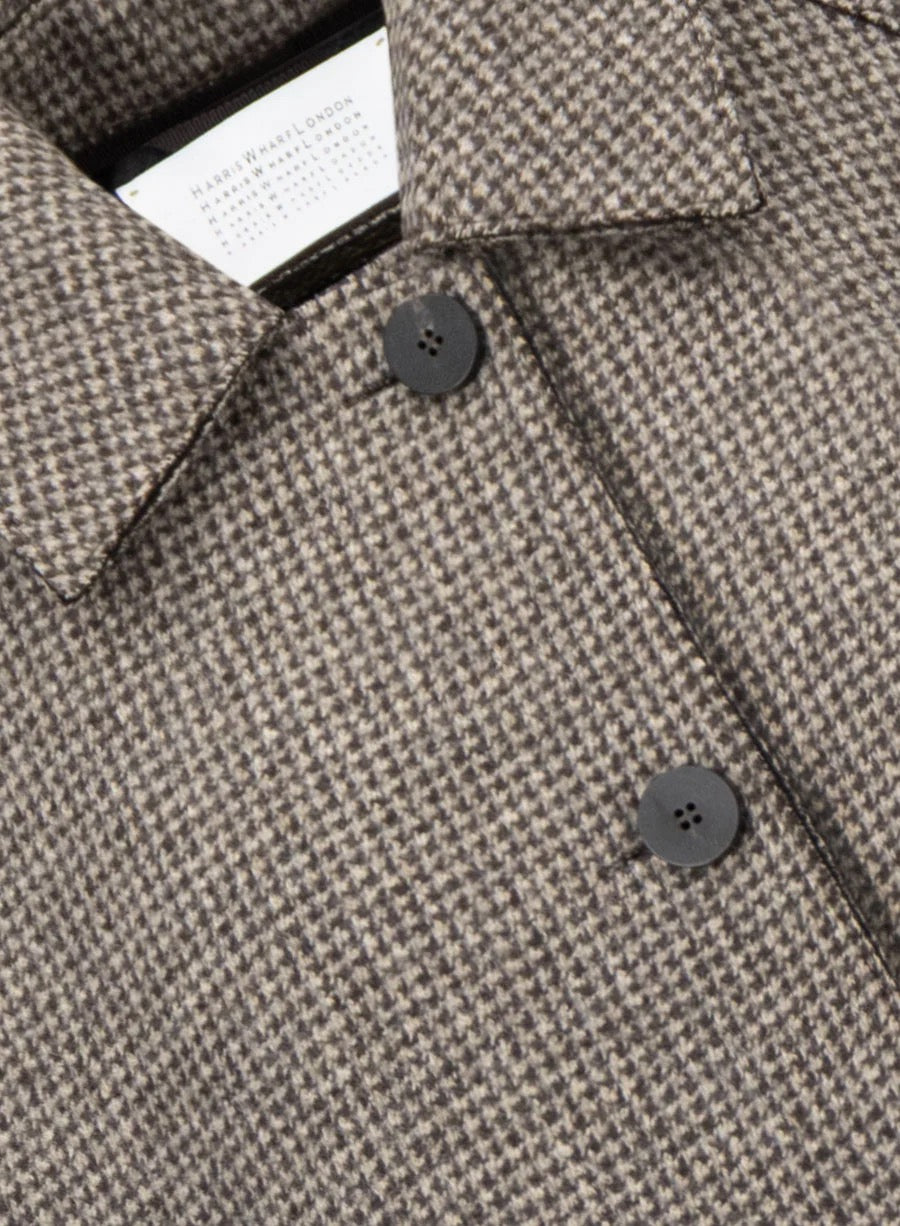 Harris Wharf Balmacaan Cashmere Blend Coat Cream & Brown Houndstooth