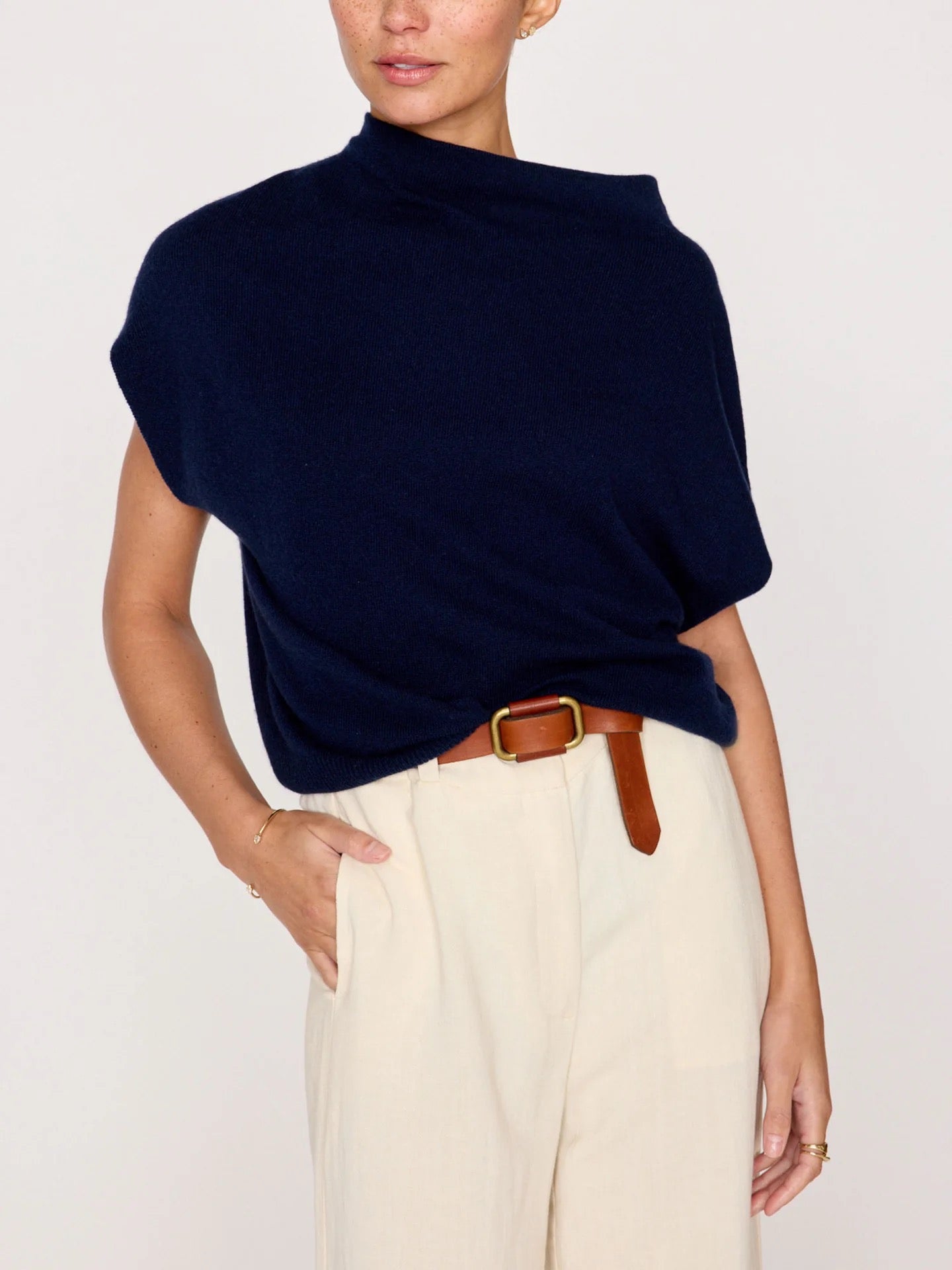 Brochu Walker Morten Funnel Neck Top Navy-Brochu Walker-Thistle Hill