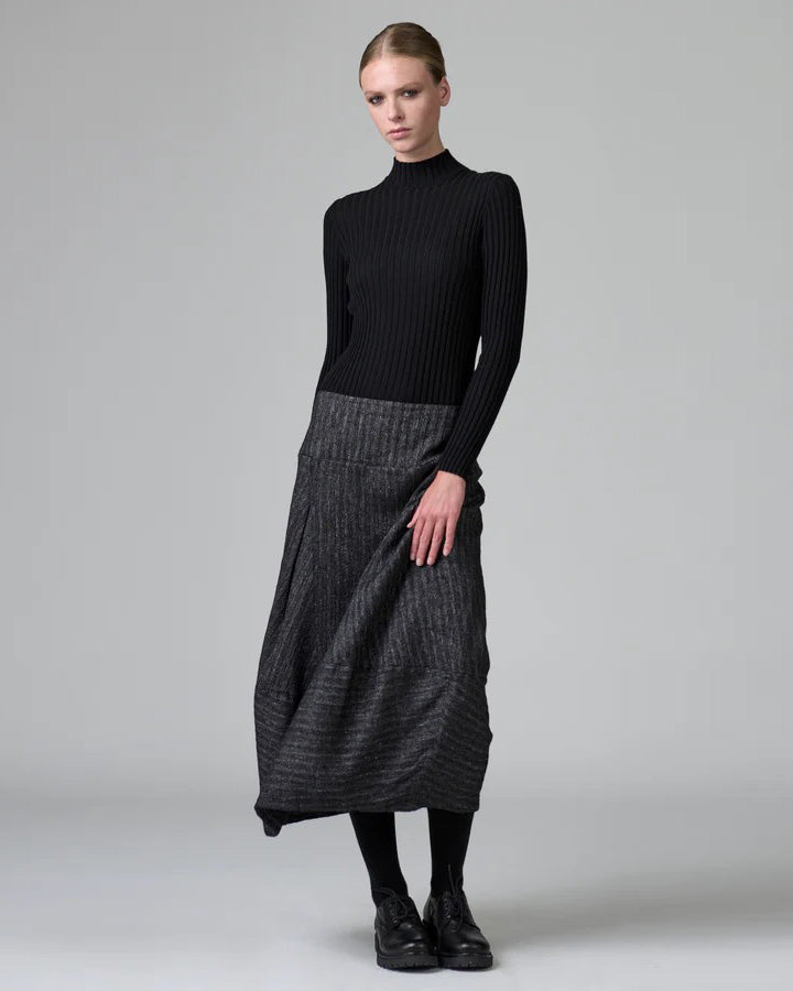 Transit Lined Skirt Bombé Shape in Herringbone-Transit-Thistle Hill