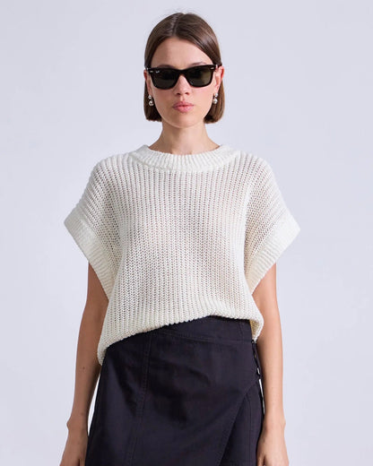 Apiece Apart Oliva Linen Vest Cream-Apiece Apart-Thistle Hill