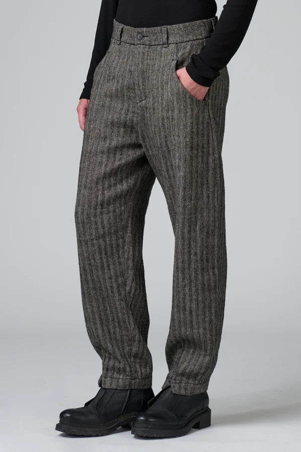 Transit Comfort Fit Trousers in Herringbone Stretch Wool Blend Taupe-Transit-Thistle Hill