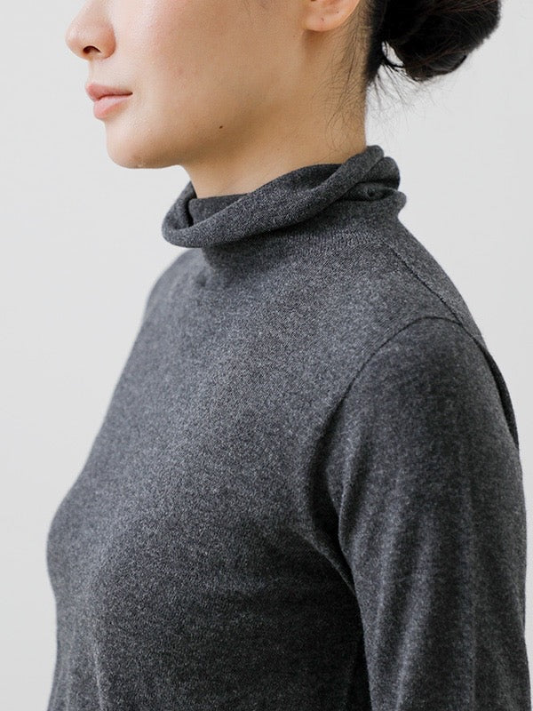 Evam Eva Cotton Cashmere Turtleneck Charcoal-Evam Eva-Thistle Hill