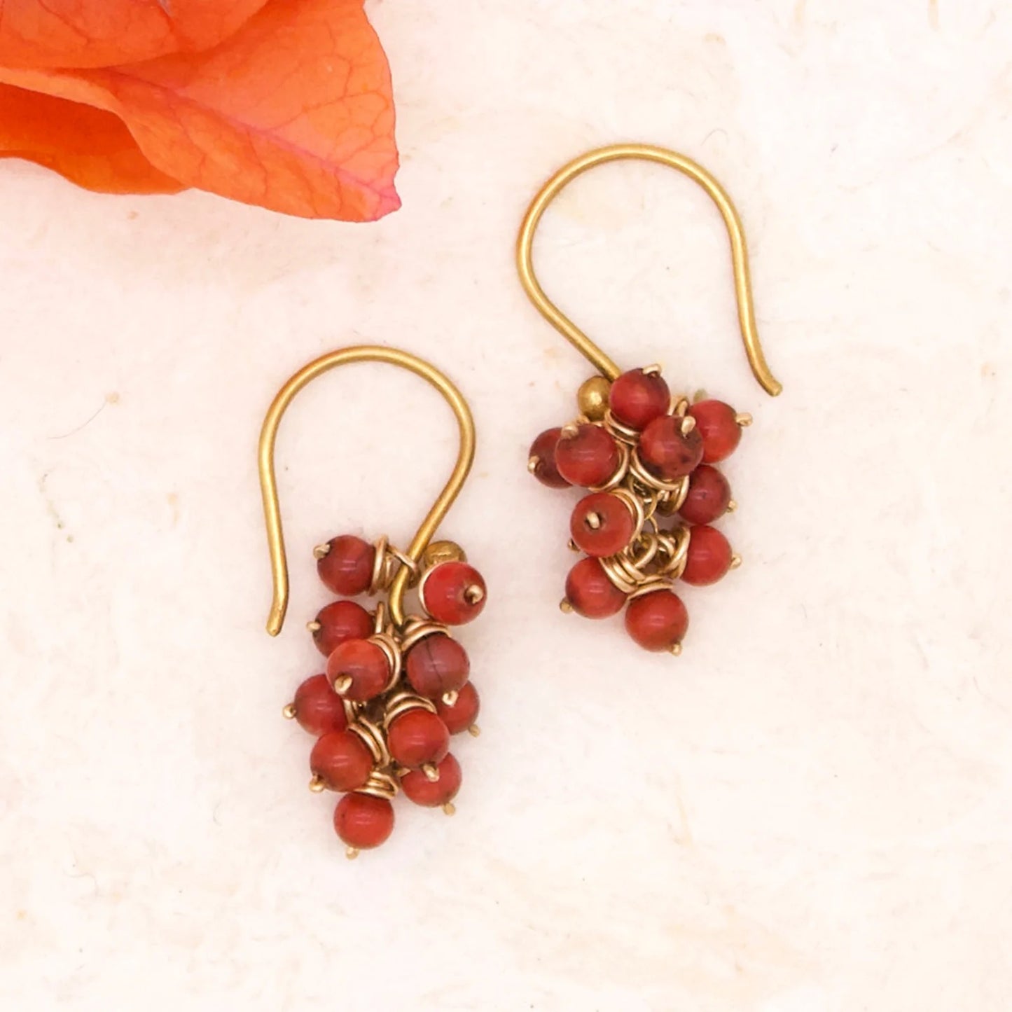 River Song Antique Red Coral Cluster Earrings-River Song-Thistle Hill