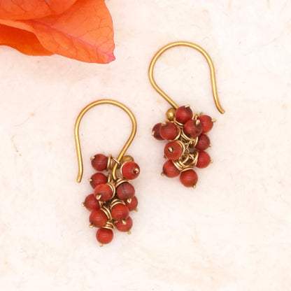 River Song Antique Red Coral Cluster Earrings-River Song-Thistle Hill