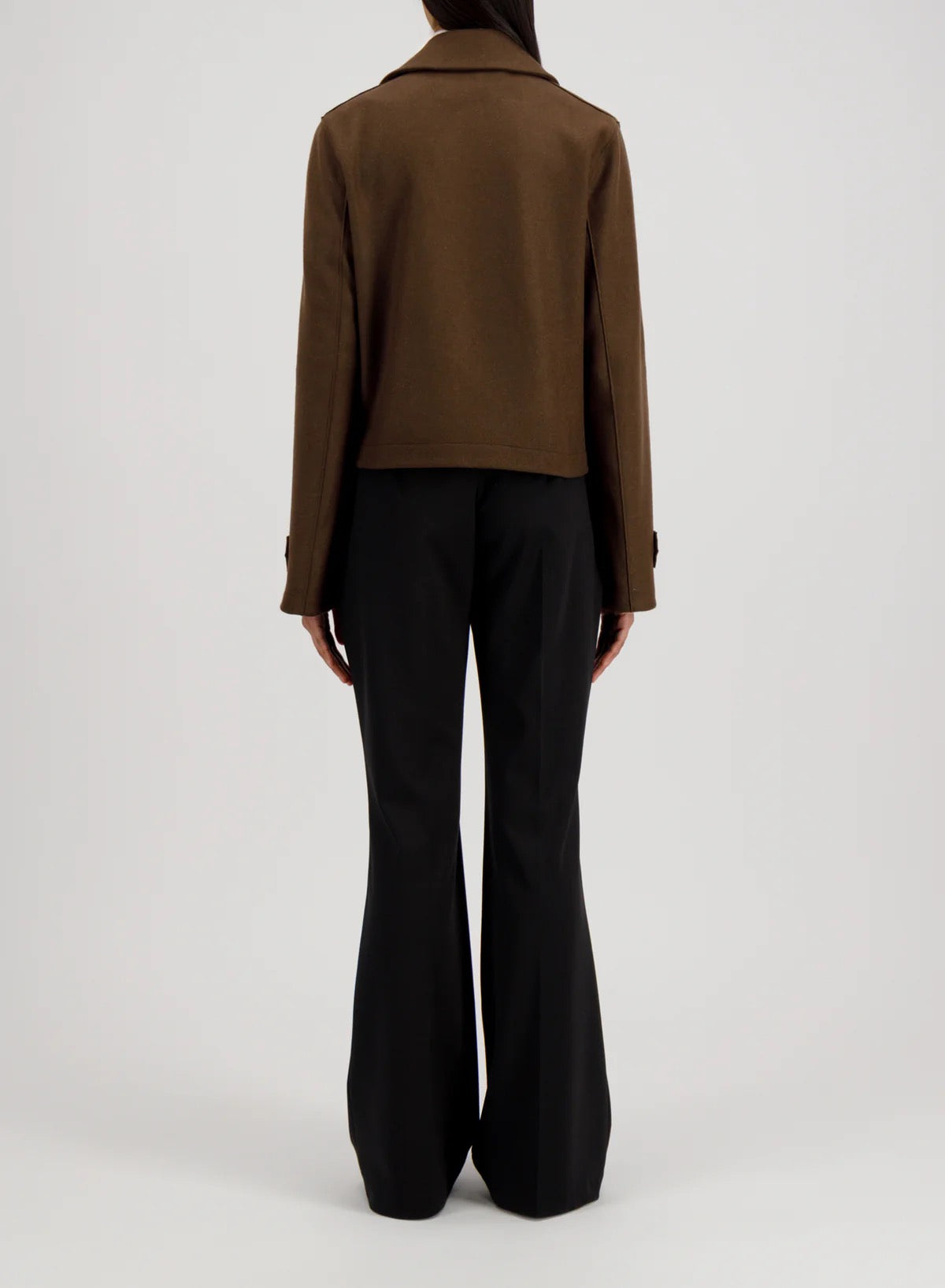 Harris Wharf London Cropped Trench Cashmere Blend Dark Brown-Harris Wharf London-Thistle Hill