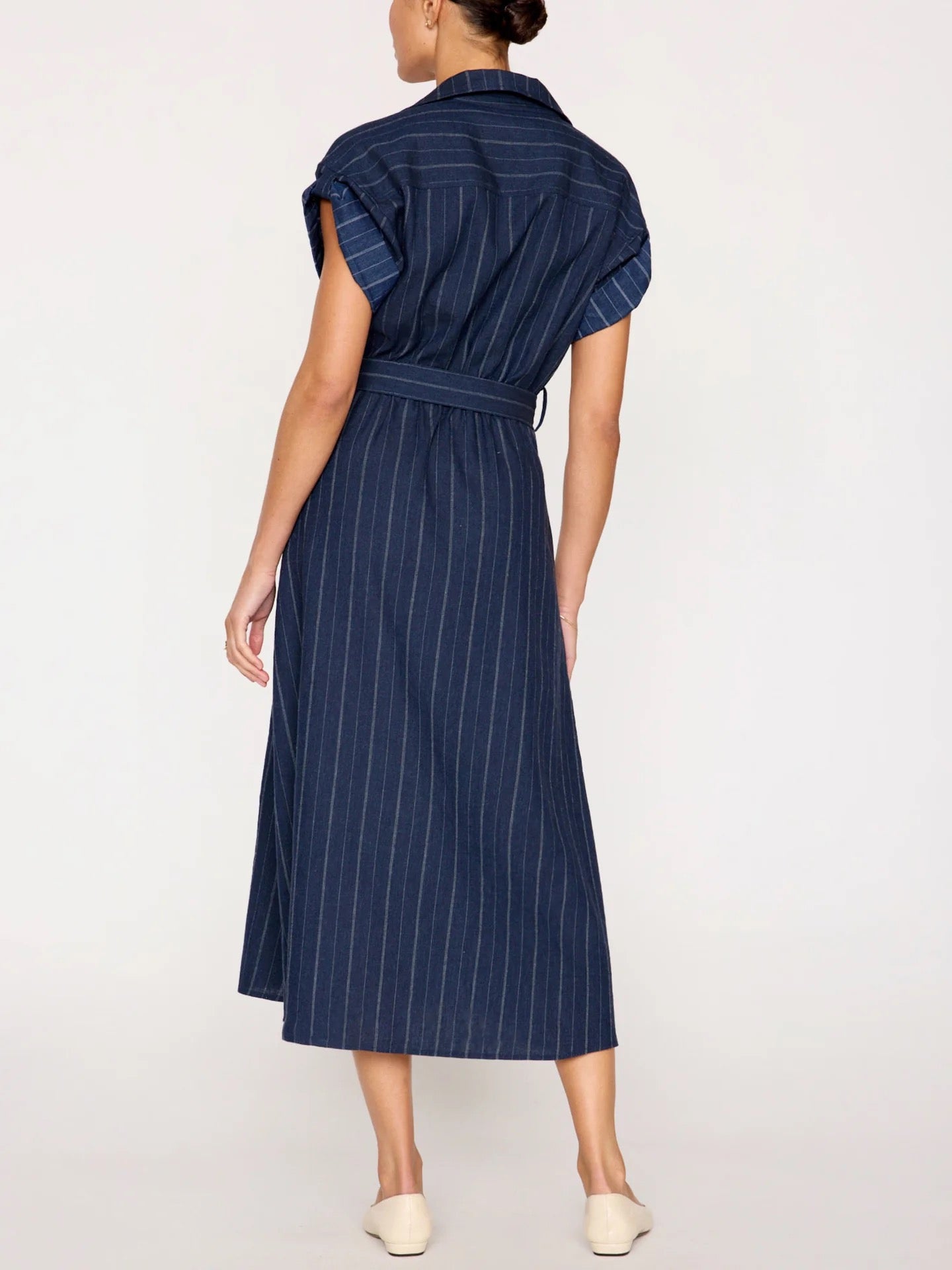 Brochu Walker Fia Belted Navy Pinstripe Dress-Brochu Walker-Thistle Hill