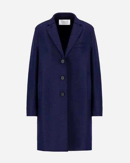 Harris Wharf London Topcoat Pressed Wool Blue Mouline-Harris Wharf London-Thistle Hill