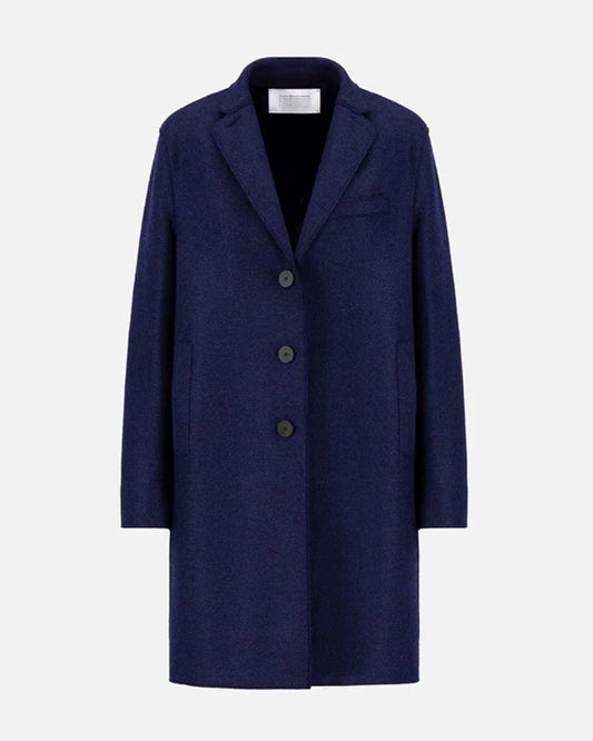 Harris Wharf London Topcoat Pressed Wool Blue Mouline-Harris Wharf London-Thistle Hill