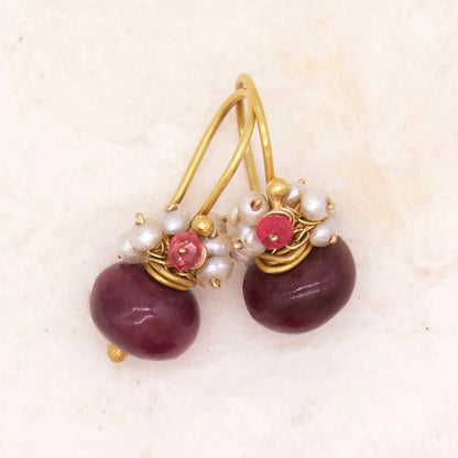 River Song Polished Ruby Fringe Earrings-River Song-Thistle Hill