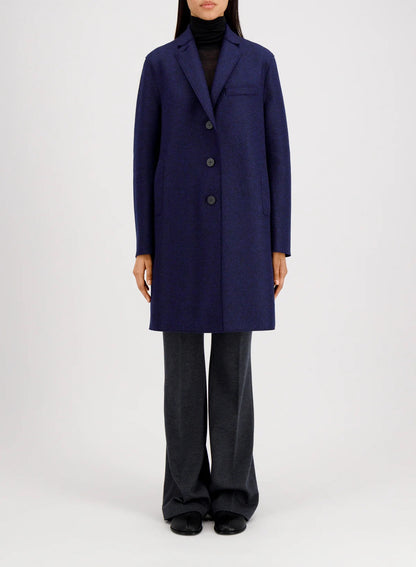 Harris Wharf London Topcoat Pressed Wool Blue Mouline-Harris Wharf London-Thistle Hill