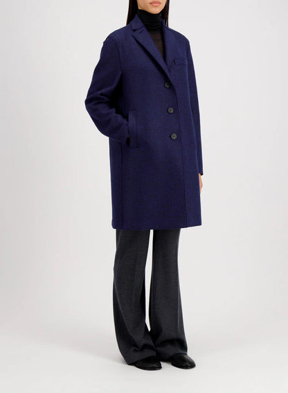 Harris Wharf London Topcoat Pressed Wool Blue Mouline-Harris Wharf London-Thistle Hill