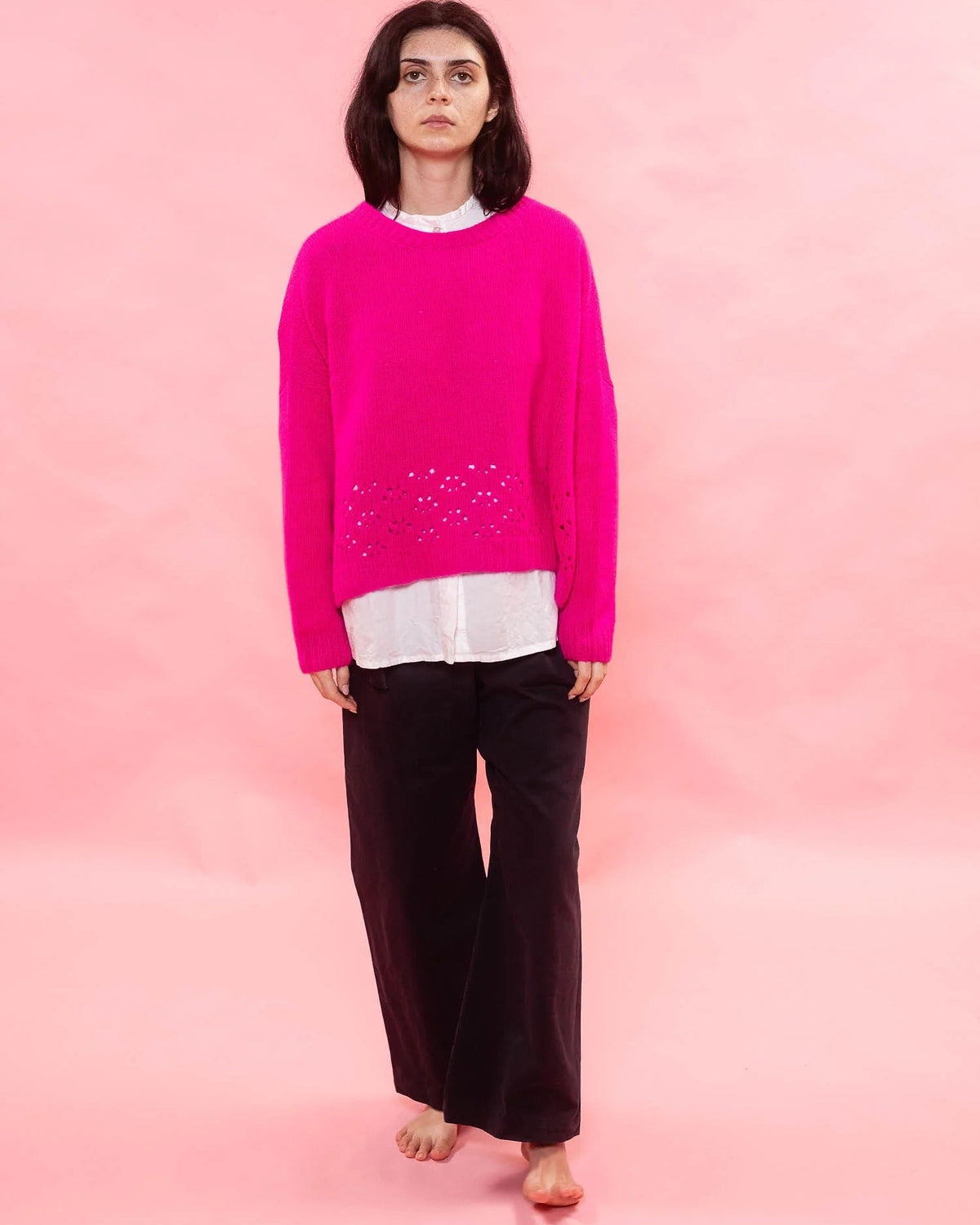Sula Big Lacey Cardigan Neon Pink-Sula-Thistle Hill