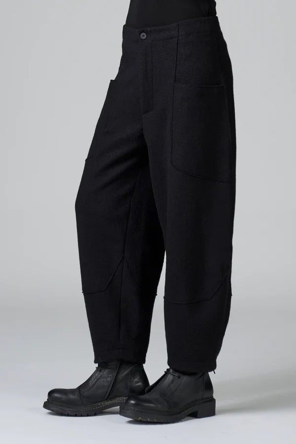 Transit Trousers in Boiled Wool Black-Transit-Thistle Hill