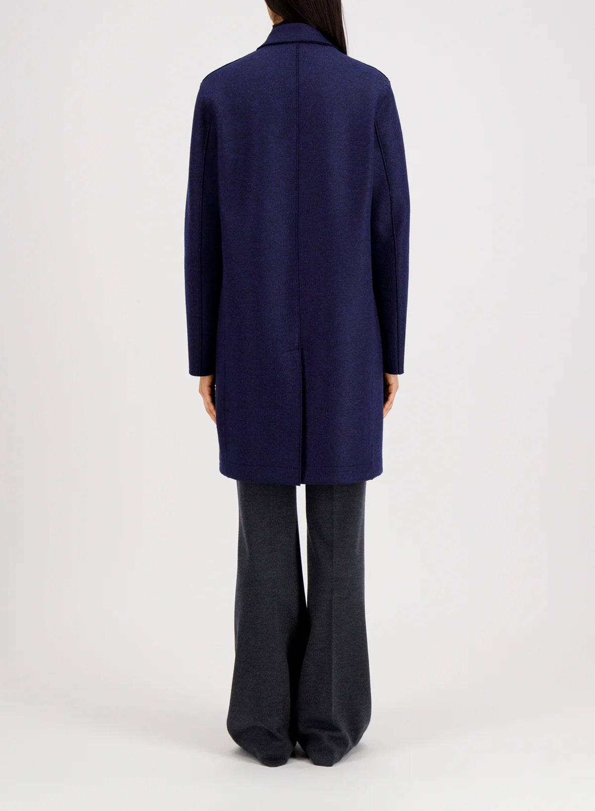 Harris Wharf London Topcoat Pressed Wool Blue Mouline-Harris Wharf London-Thistle Hill