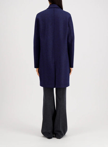 Harris Wharf London Topcoat Pressed Wool Blue Mouline-Harris Wharf London-Thistle Hill
