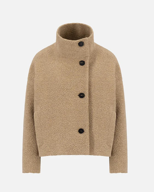 Harris Wharf London Cropped Funnel Jacket Boucle Beige-Harris Wharf London-Thistle Hill