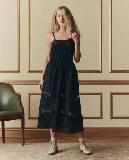 The Great Rosette Crochet Dress Black-The Great-Thistle Hill