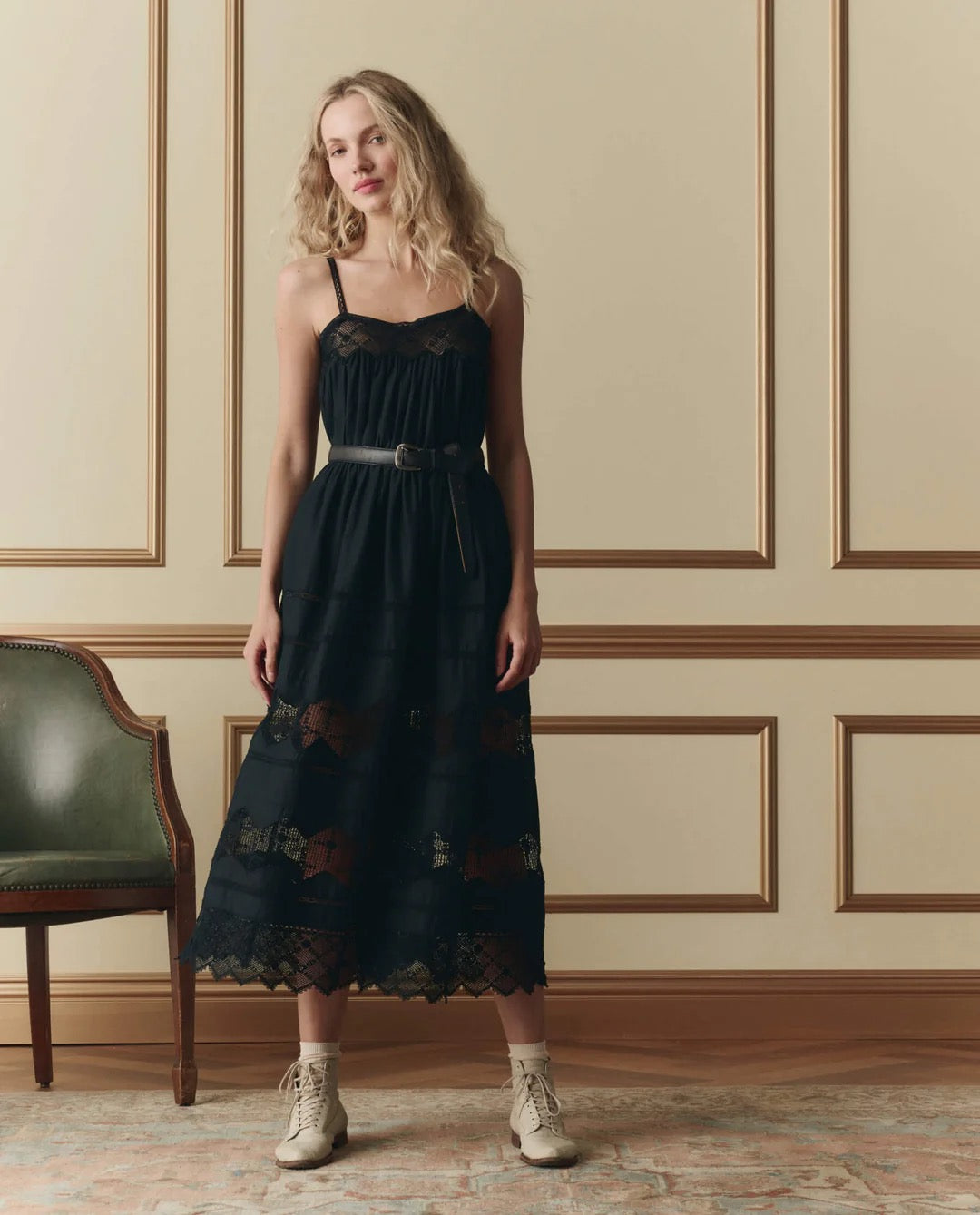 The Great Rosette Crochet Dress Black-The Great-Thistle Hill
