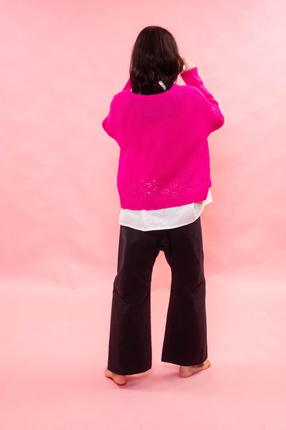 Sula Big Lacey Cardigan Neon Pink-Sula-Thistle Hill