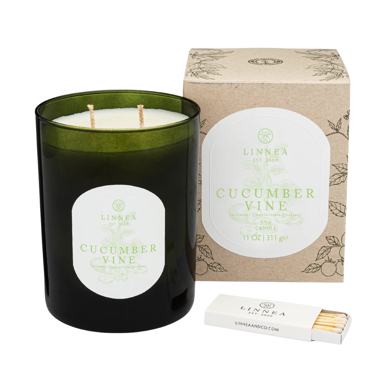 Linnea's Lights Double Wick Candle Cucumber Vine-Linnea's Lights-Thistle Hill