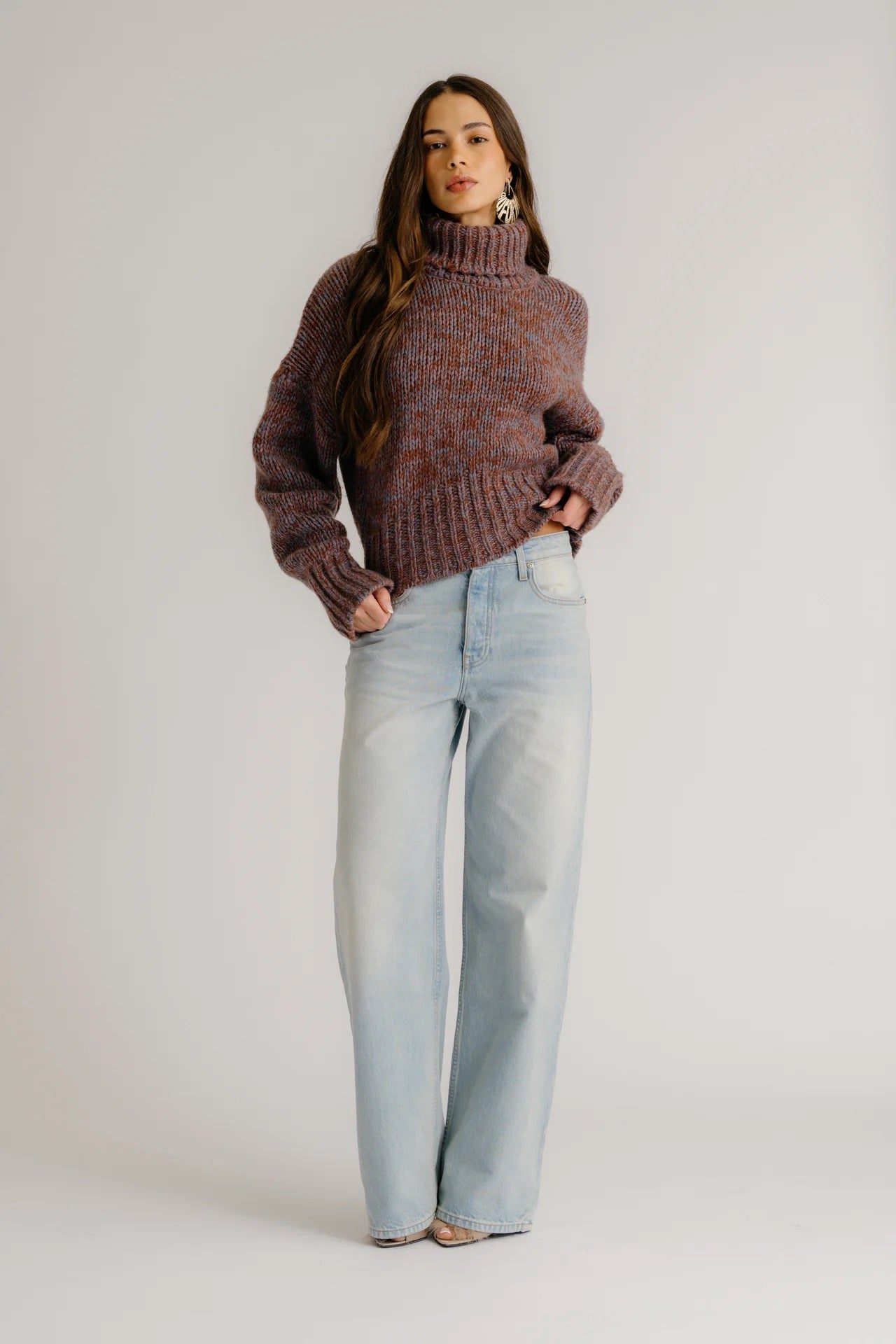 Sablyn Darcey Cropped Slouchy Turtleneck Mahogany-Sablyn-Thistle Hill