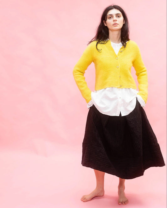 Sula Textured Flower Cardigan Lemon-Sula-Thistle Hill