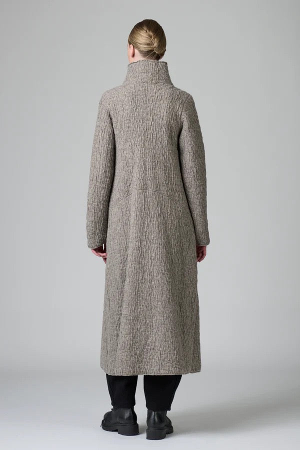 Transit Slim Fit Long Coat in Double Wool Cloth with High Collar-Transit-Thistle Hill