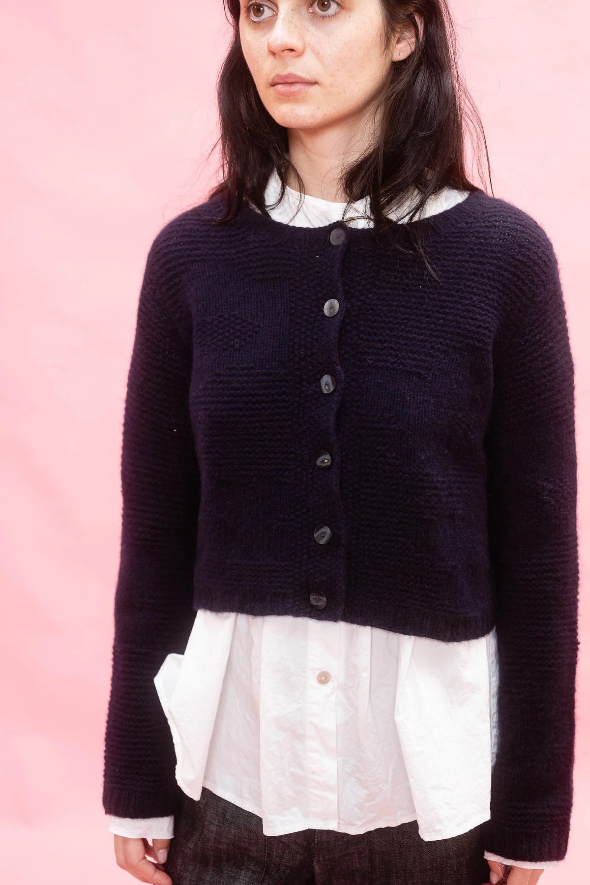 Sula Textured Flower Cardigan Dark Navy-Sula-Thistle Hill