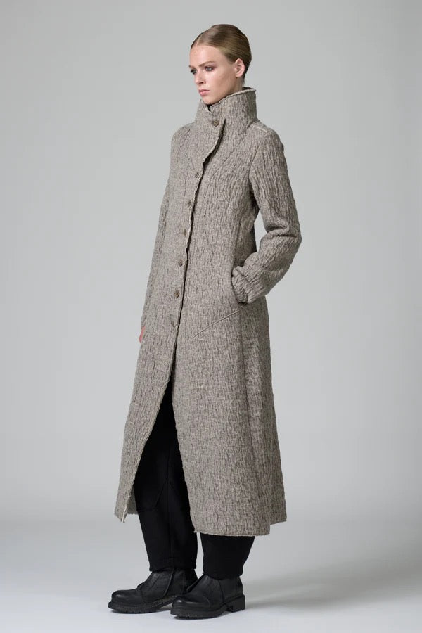 Transit Slim Fit Long Coat in Double Wool Cloth with High Collar-Transit-Thistle Hill