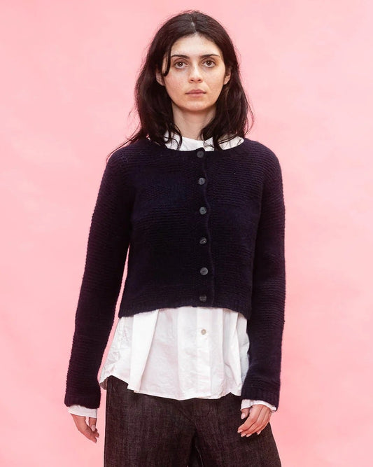 Sula Textured Flower Cardigan Dark Navy-Sula-Thistle Hill