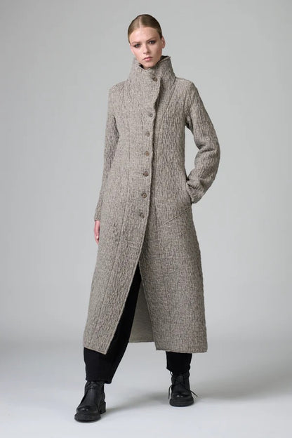 Transit Slim Fit Long Coat in Double Wool Cloth with High Collar-Transit-Thistle Hill