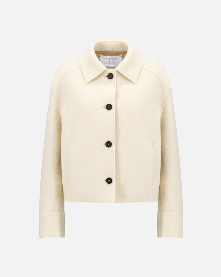 Harris Wharf London Cropped Coach Jacket Boiled Wool Natural Off White-Harris Wharf London-Thistle Hill