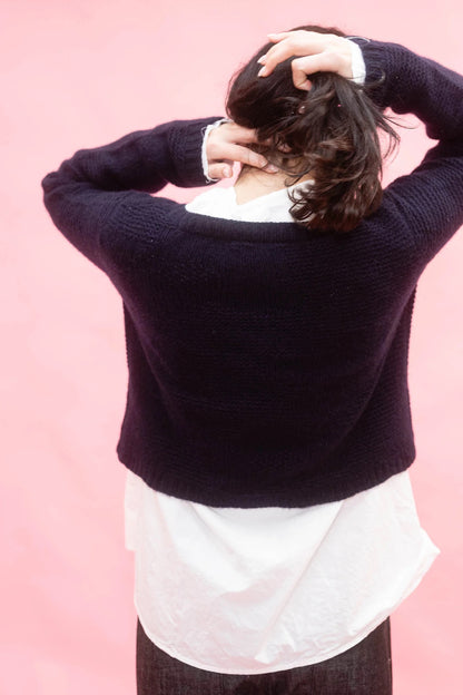 Sula Textured Flower Cardigan Dark Navy-Sula-Thistle Hill