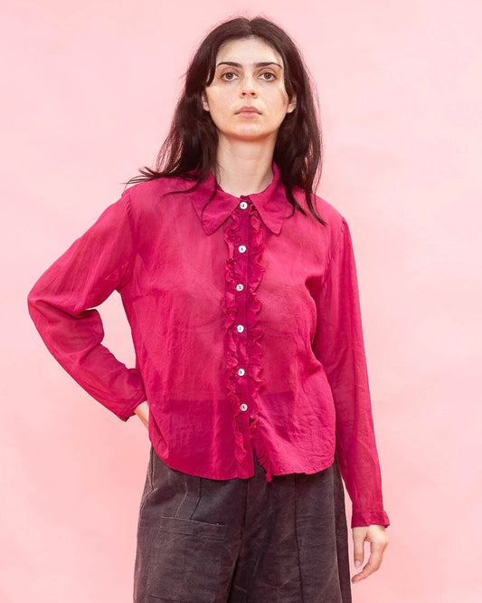 Sula Frill Front Party Shirt Cherry-Sula-Thistle Hill