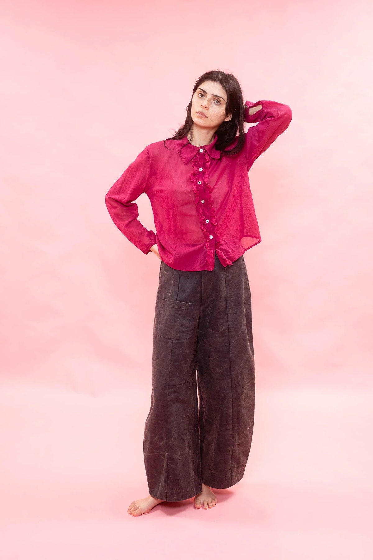 Sula Frill Front Party Shirt Cherry-Sula-Thistle Hill