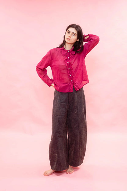 Sula Frill Front Party Shirt Cherry-Sula-Thistle Hill