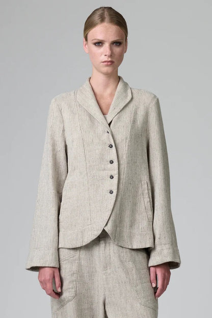 Transit Regular Fit Jacket in Herringbone Stretch Wool Blend Chalk-Transit-Thistle Hill