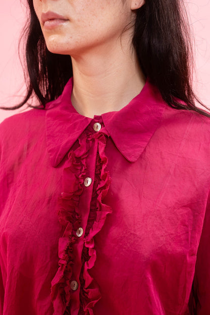 Sula Frill Front Party Shirt Cherry-Sula-Thistle Hill