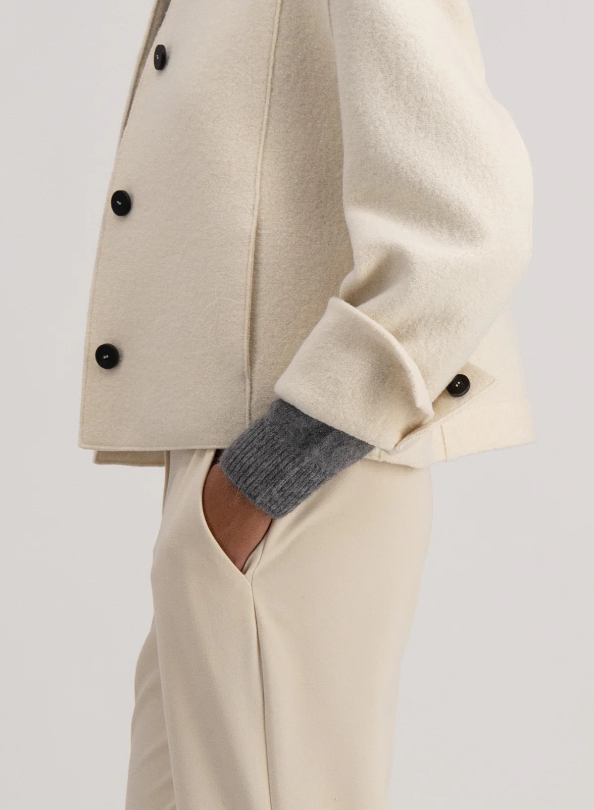 Harris Wharf London Cropped Coach Jacket Boiled Wool Natural Off White-Harris Wharf London-Thistle Hill