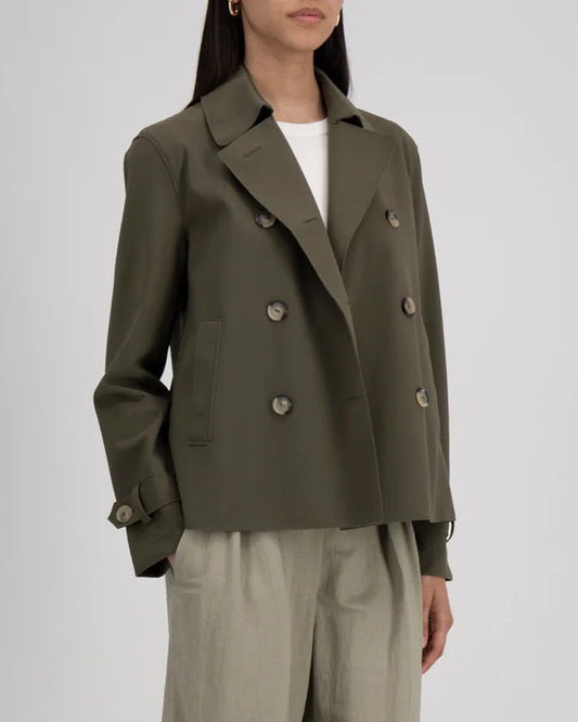 Harris Wharf London Cropped Trench Scuba Dark Khaki-Harris Wharf London-Thistle Hill