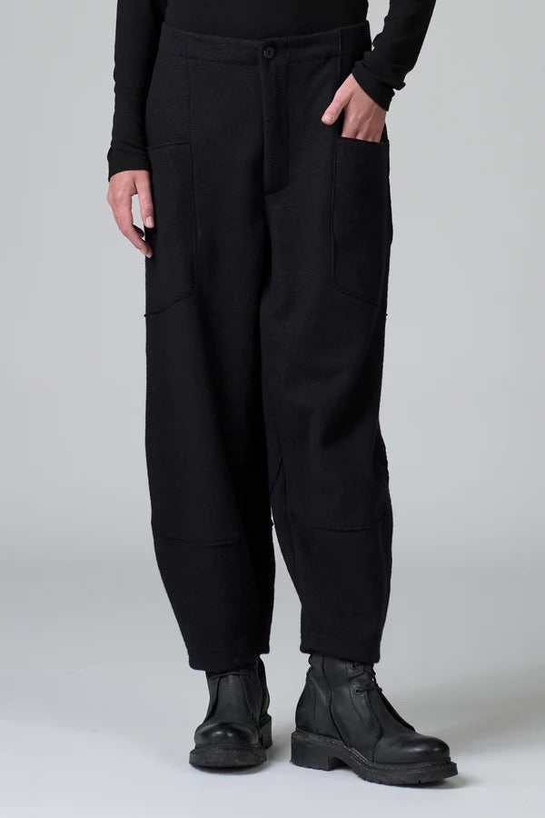 Transit Trousers in Boiled Wool Black-Transit-Thistle Hill
