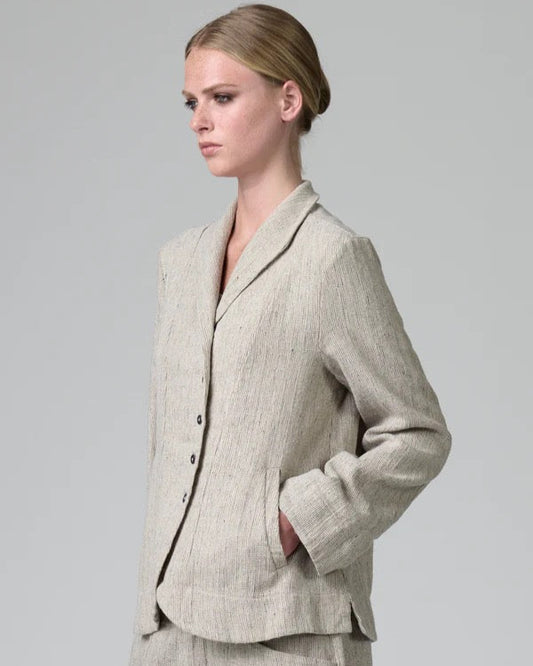 Transit Regular Fit Jacket in Herringbone Stretch Wool Blend Chalk-Transit-Thistle Hill