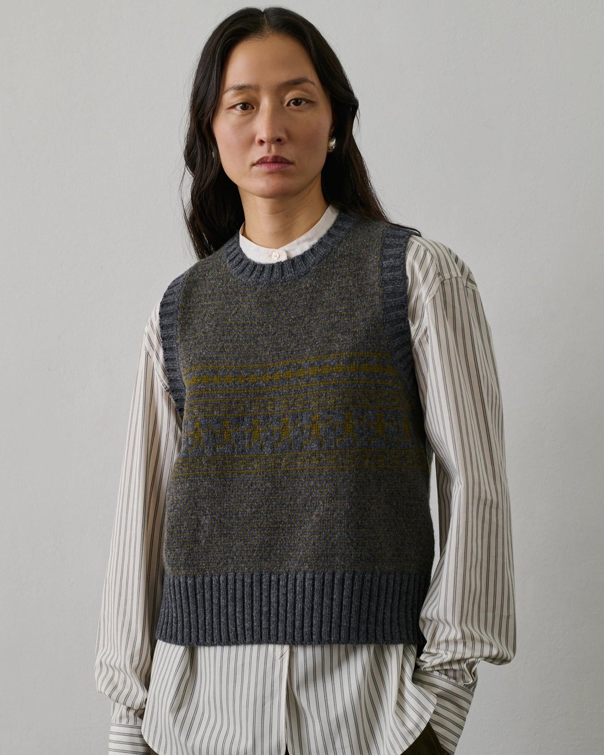 Soeur Namaste Pullover Sweater Vest Gray Olive-Soeur-Thistle Hill