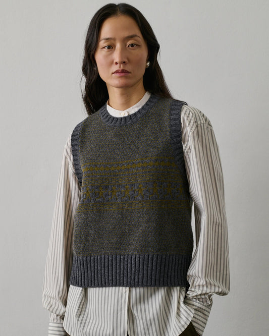 Soeur Namaste Pullover Sweater Vest Gray Olive-Soeur-Thistle Hill