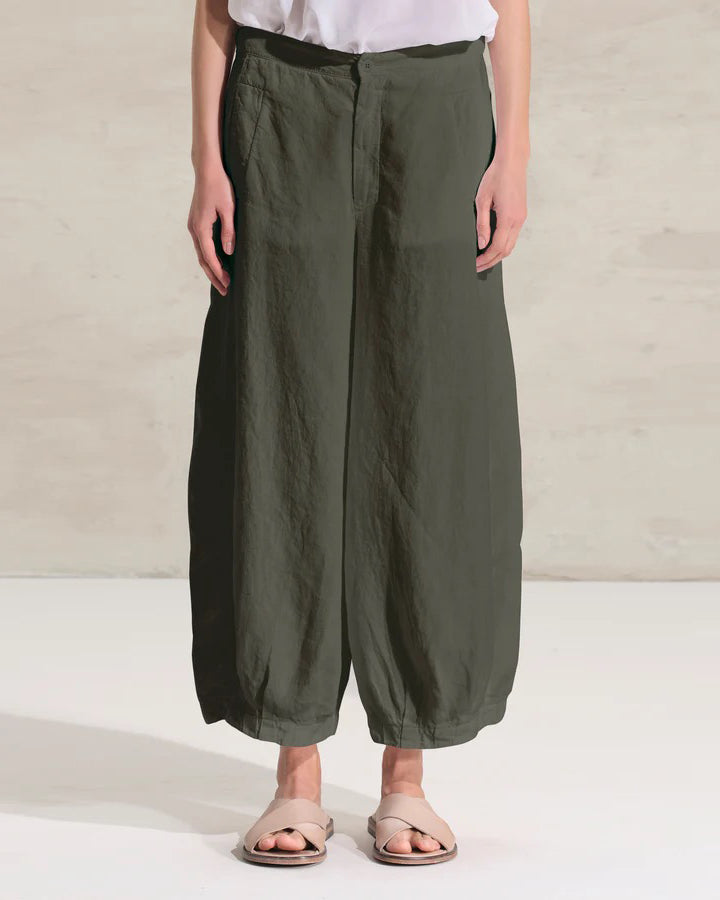 Transit Striped Linen Cupro Comfort Trousers Green-Transit-Thistle Hill