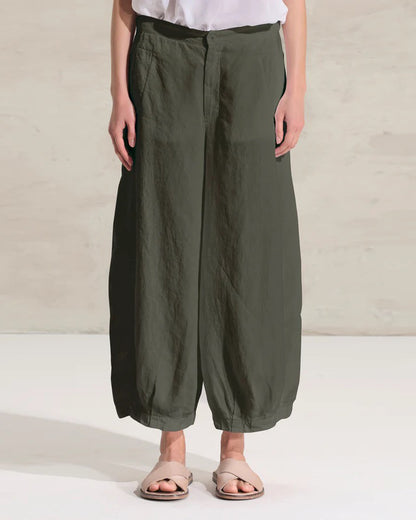 Transit Striped Linen Cupro Comfort Trousers Green-Transit-Thistle Hill