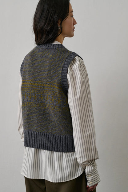 Soeur Namaste Pullover Sweater Vest Gray Olive-Soeur-Thistle Hill