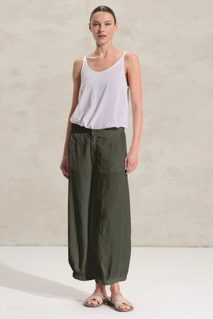 Transit Striped Linen Cupro Comfort Trousers Green-Transit-Thistle Hill