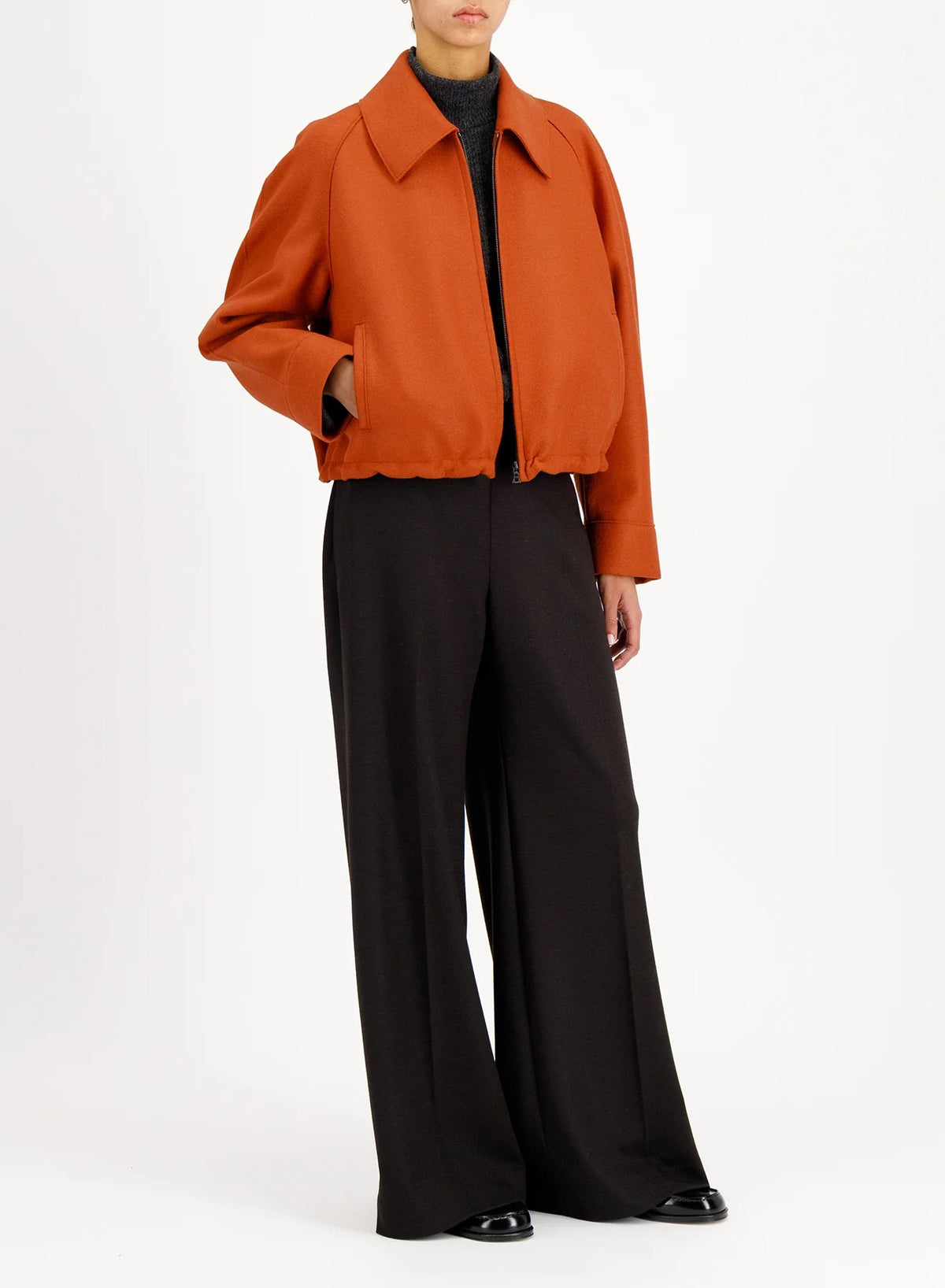 Harris Wharf Raglan Drawstring Jacket Rust